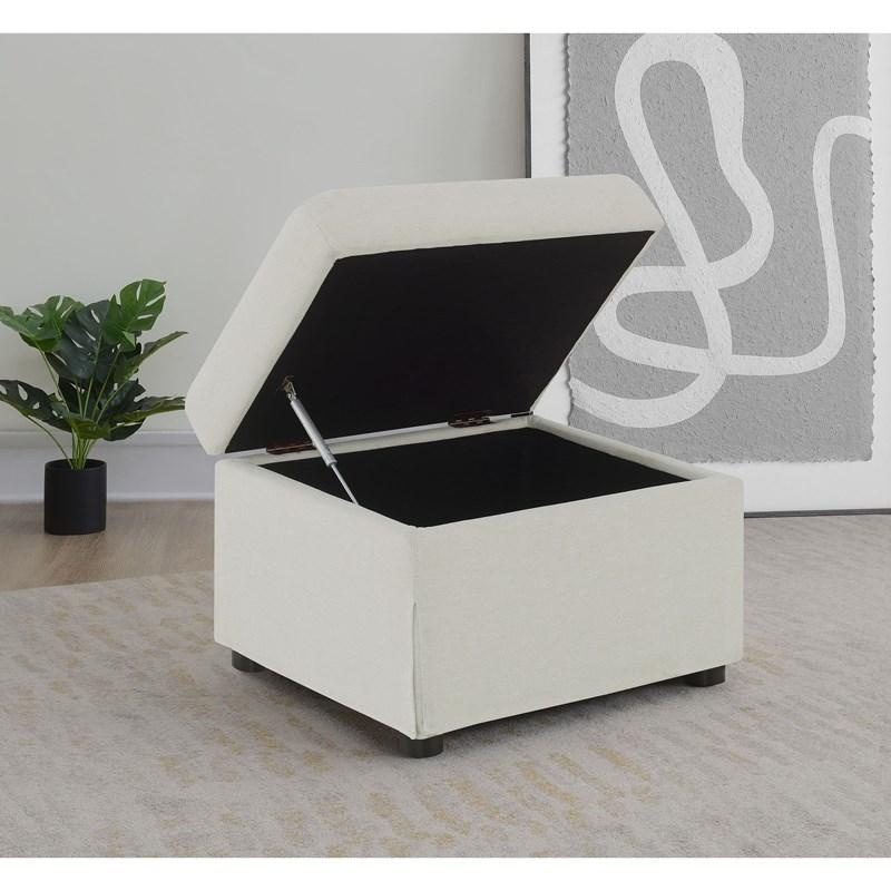 Large Picture of Coaster Furniture Winter 904134 Upholstered Hydraulic Lift Top Storage Ottoman - Beige