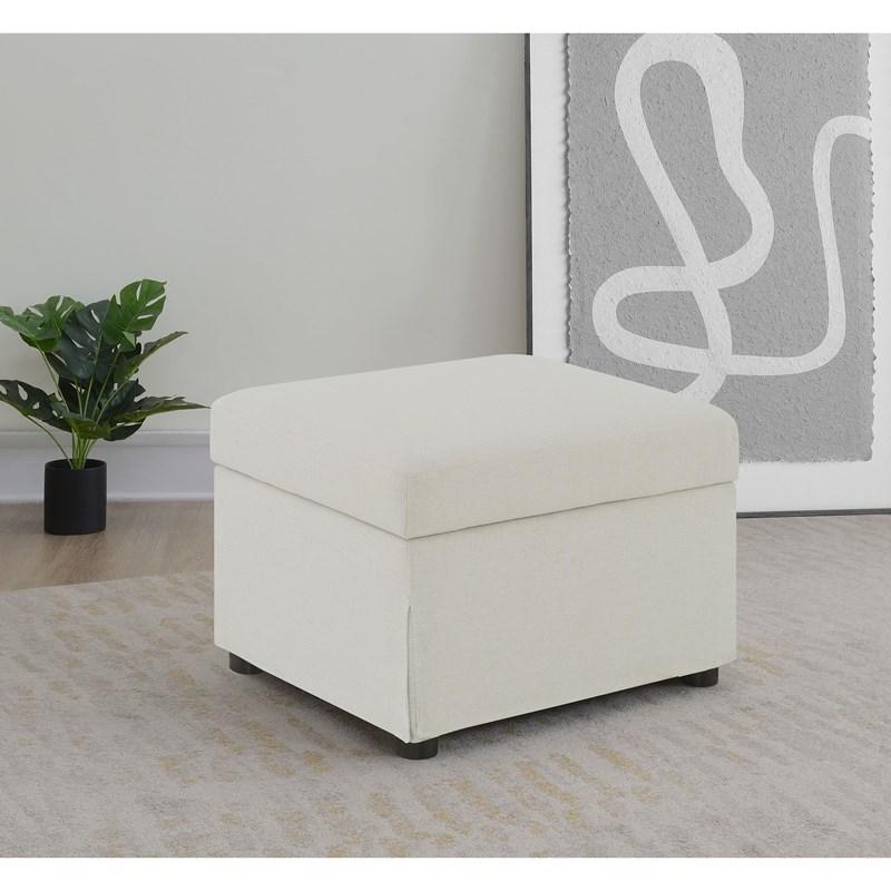Large Picture of Coaster Furniture Winter 904134 Upholstered Hydraulic Lift Top Storage Ottoman - Beige