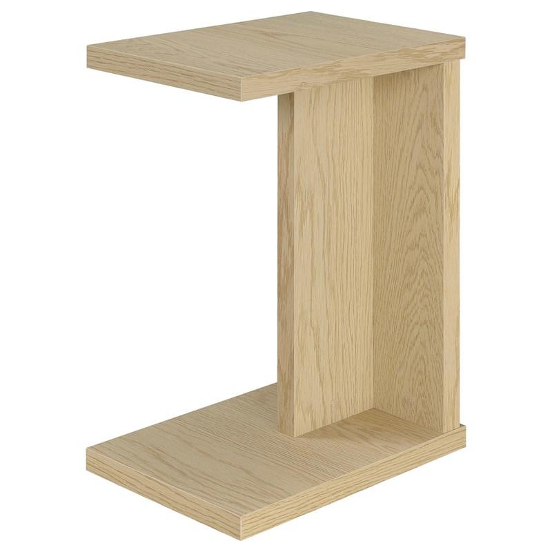 Coaster Furniture Clower 930275 Engineered Wood C-Shaped Sofa Side Table - Light Oak (Occasional Tables - Chairside Tables)